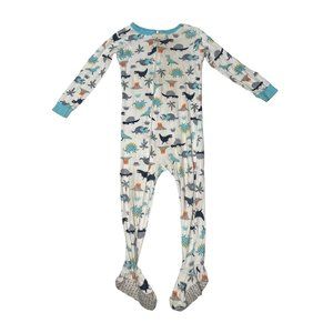Carters Sleeper Toddler Baby 3T White Blue Dinosaur Footed Long Sleeve Bodysuit